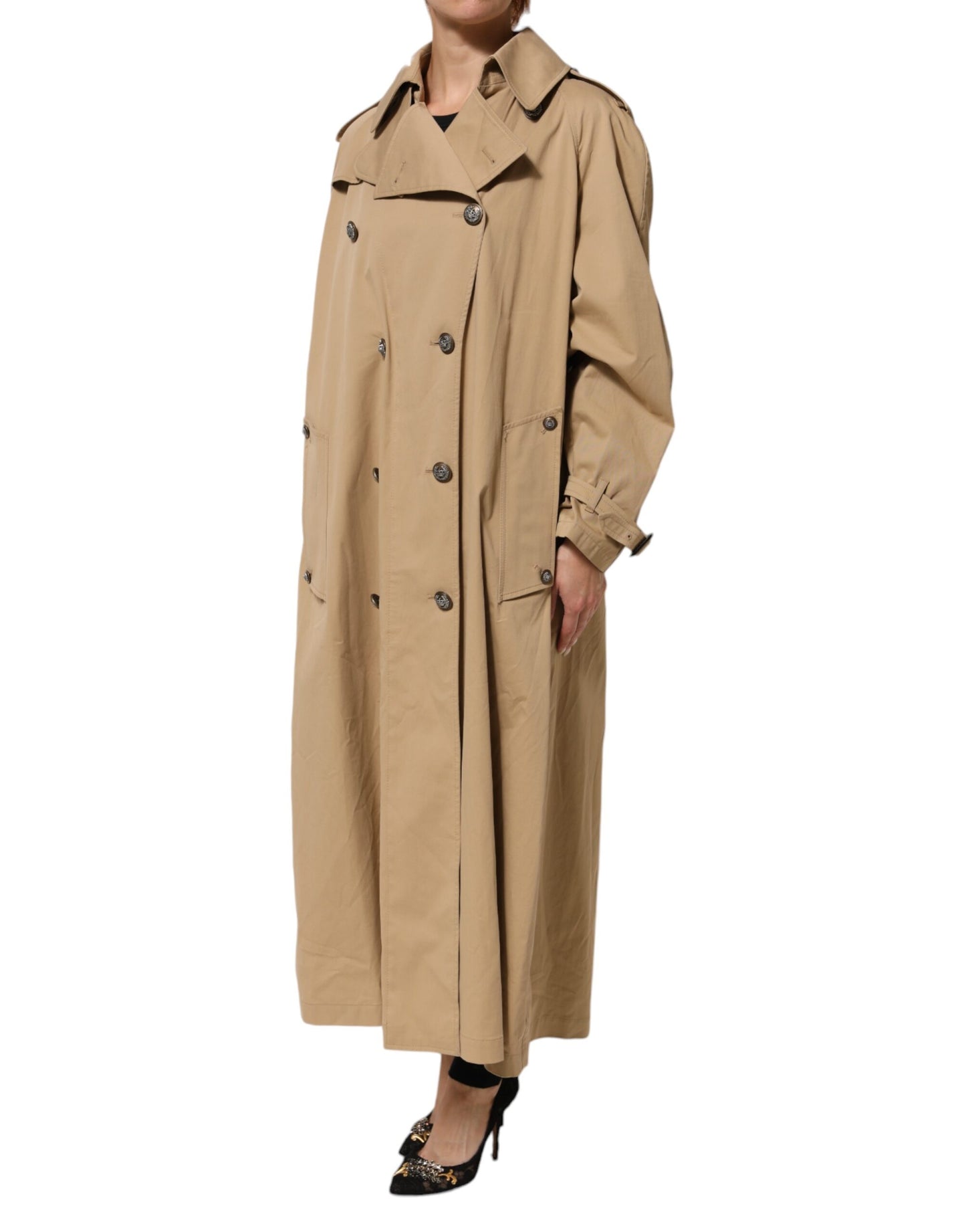 Dolce &amp; Gabbana kaki dubbelbrestige trenchcoatjas