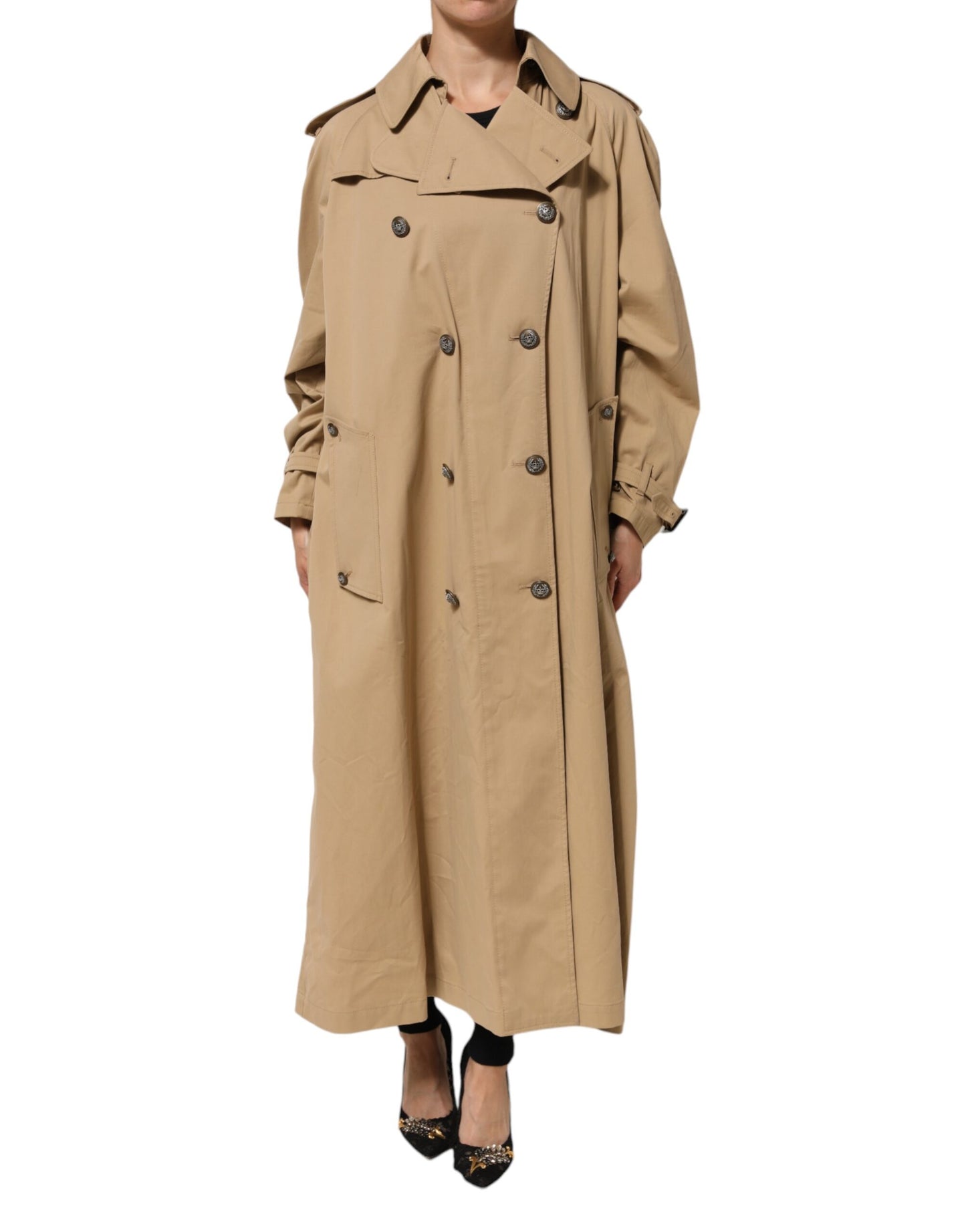 Dolce &amp; Gabbana kaki dubbelbrestige trenchcoatjas