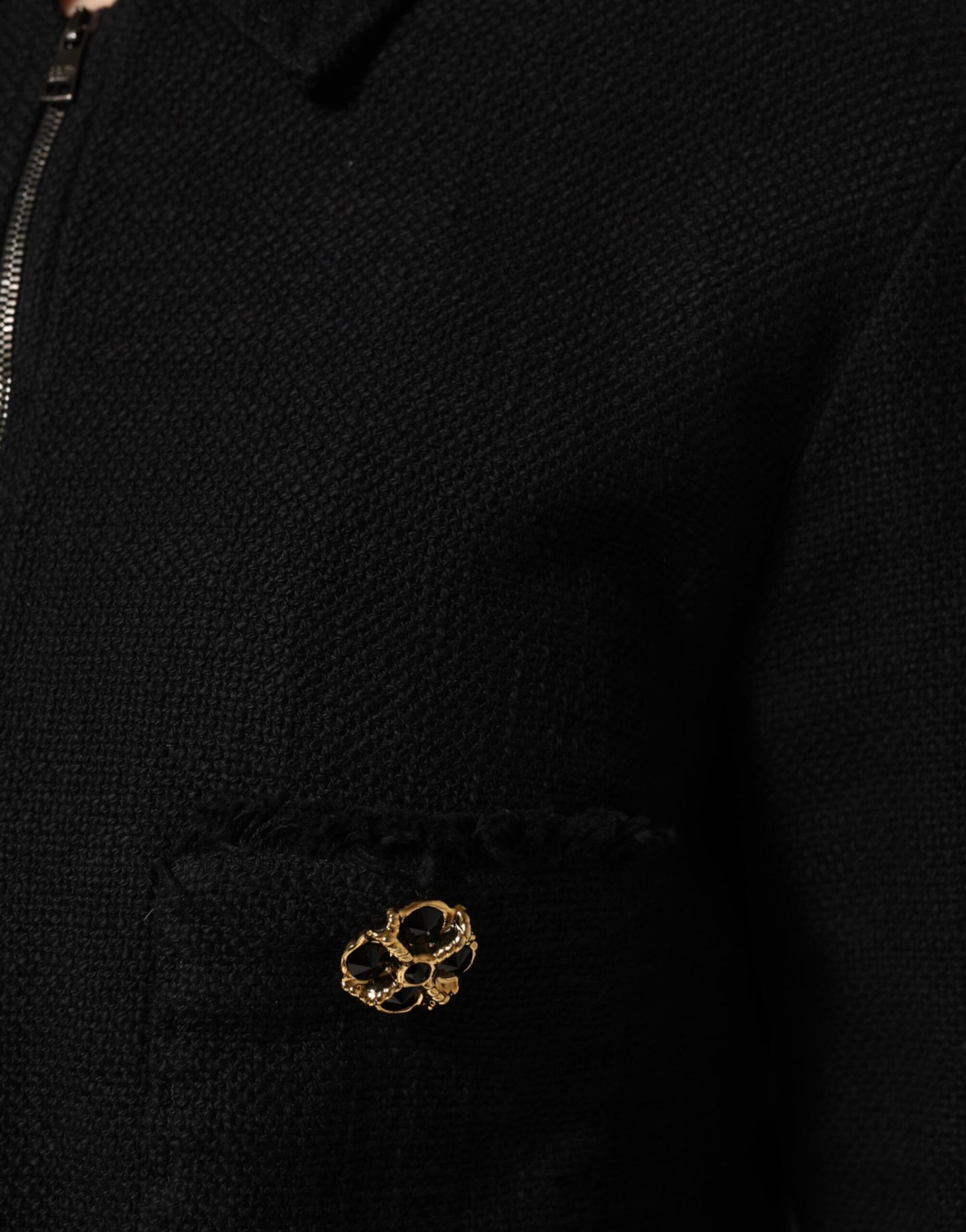 Dolce &amp; Gabbana zwart katoenen cropped jasje met volledige ritssluiting