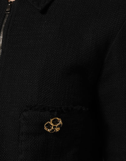 Dolce &amp; Gabbana zwart katoenen cropped jasje met volledige ritssluiting