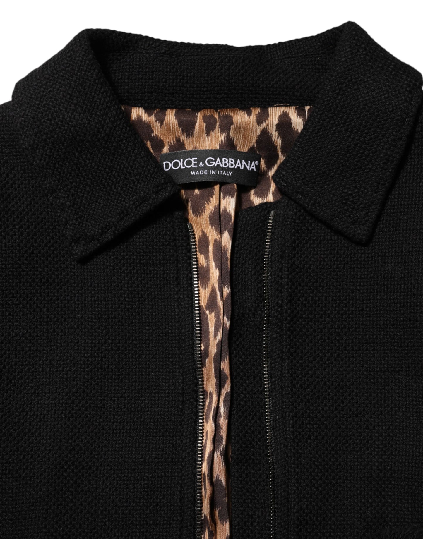 Dolce &amp; Gabbana zwart katoenen cropped jasje met volledige ritssluiting