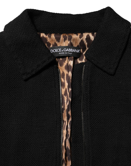 Dolce &amp; Gabbana zwart katoenen cropped jasje met volledige ritssluiting