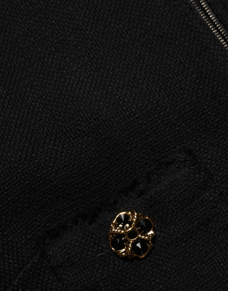Dolce & Gabbana Black Cotton Full Zip Cropped Coat Jacket