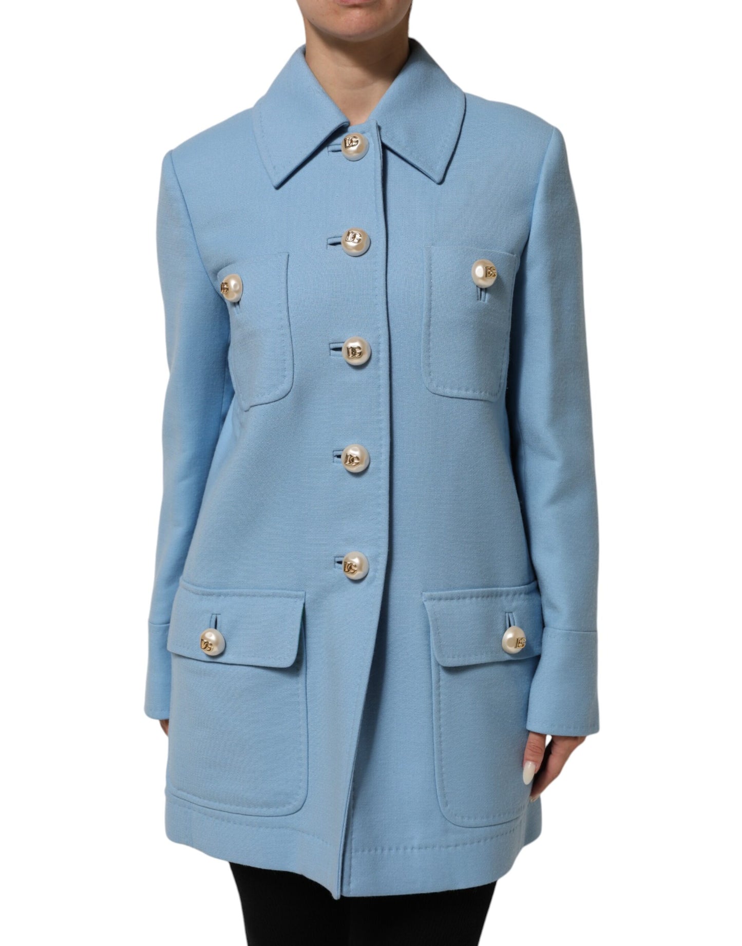 Dolce &amp; Gabbana Blauwe Trenchcoat met Knoopjes