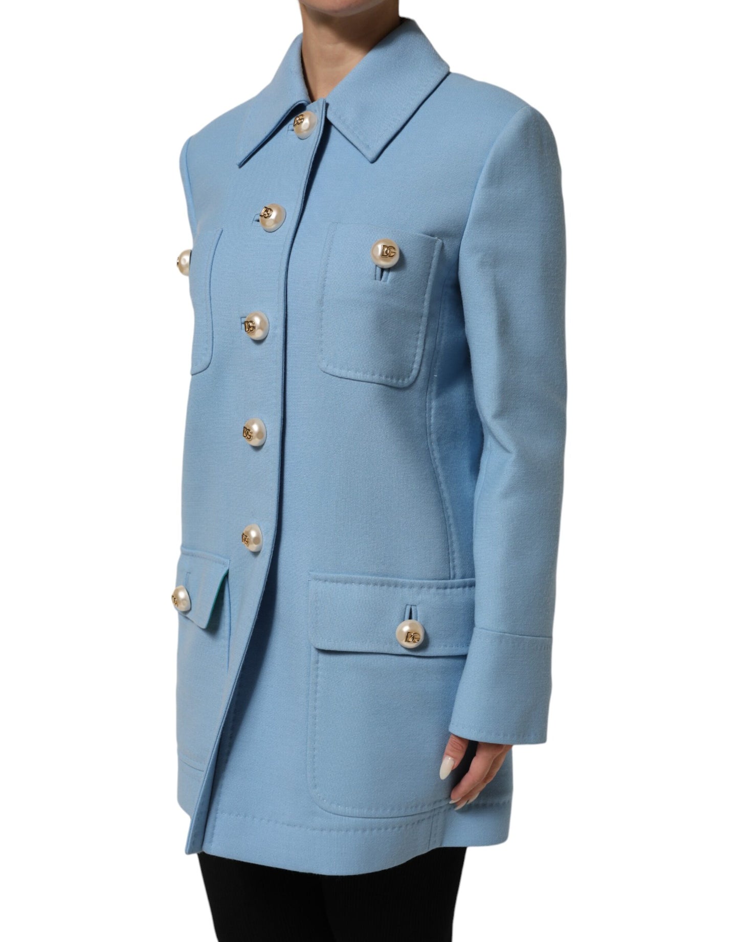 Dolce &amp; Gabbana Blauwe Trenchcoat met Knoopjes