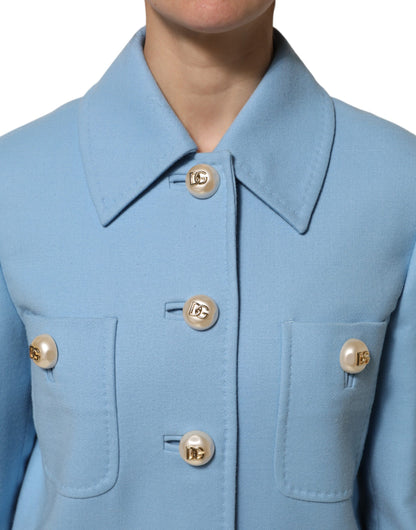 Dolce &amp; Gabbana Blauwe Trenchcoat met Knoopjes