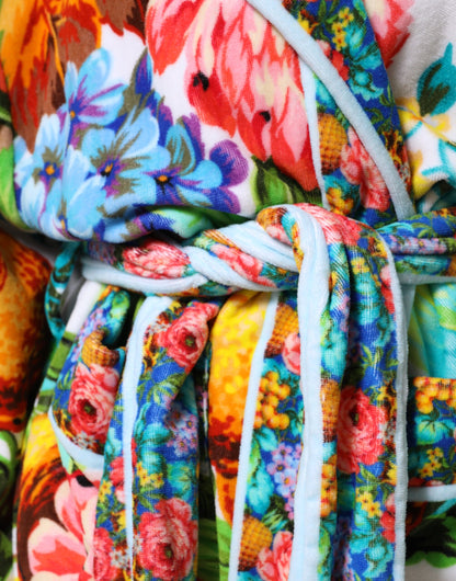 Dolce &amp; Gabbana Multicolor Bloemenprint Badjas Jasje met Riem