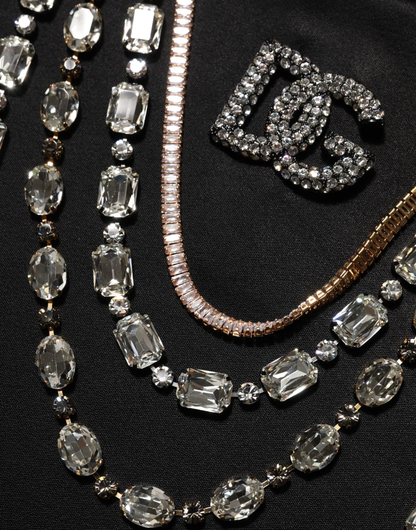 Dolce &amp; Gabbana Zwarte Ketting Kristal DG Logo Sweatshirt Trui