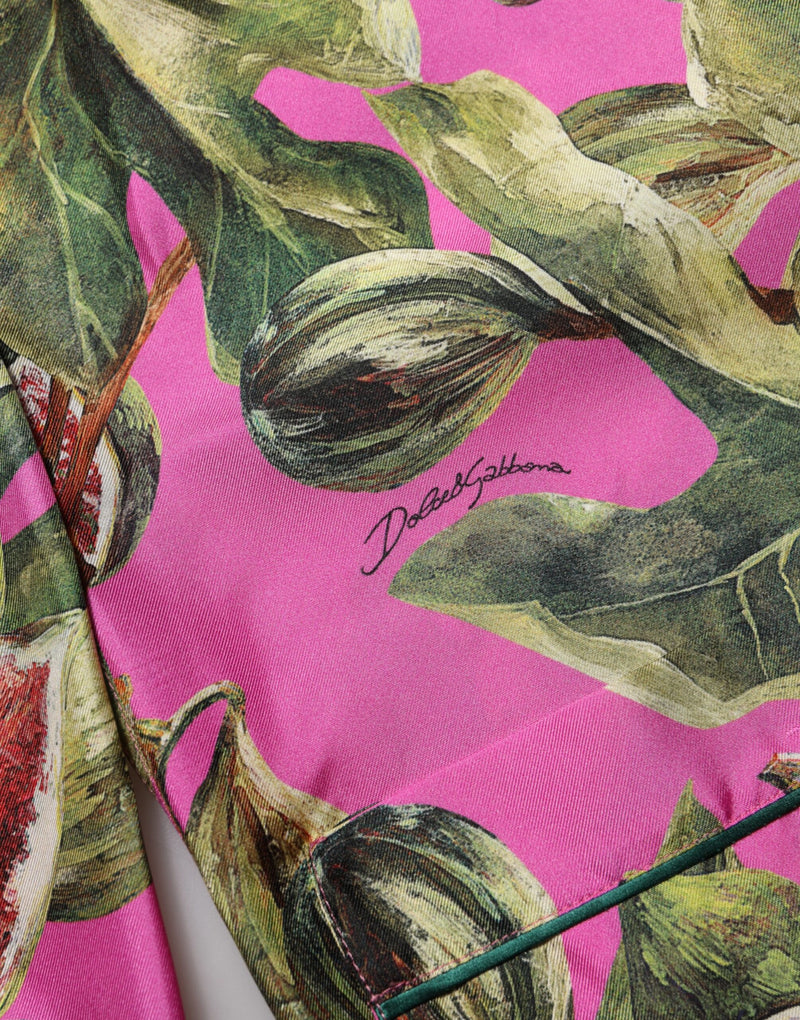 Dolce & Gabbana Chemisier en Soie Imprimé Figue Rose Foncé