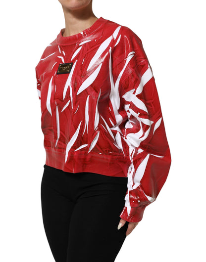 Dolce &amp; Gabbana Rood Wit Katoenen Trui met Print 