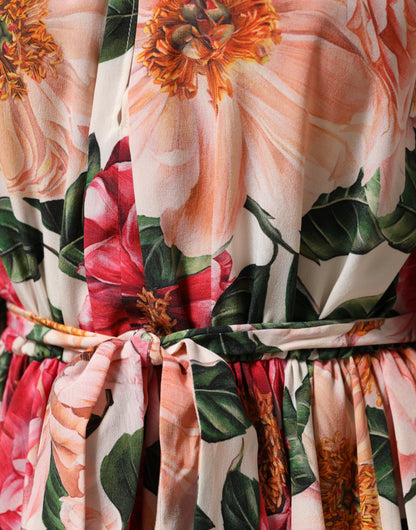 Dolce &amp; Gabbana roze zijden blousetop met bloemenprint en ruches