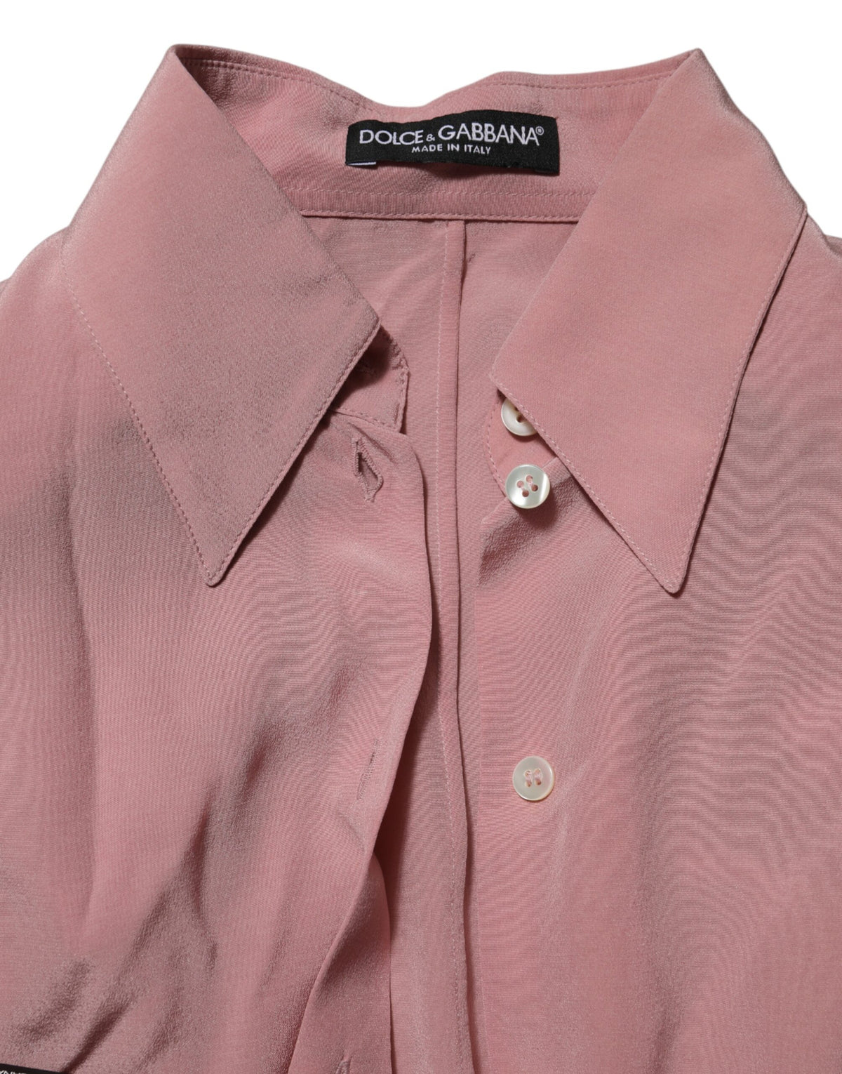 Dolce & Gabbana Blouse en Soie Rose à Col Classique et Manches Longues