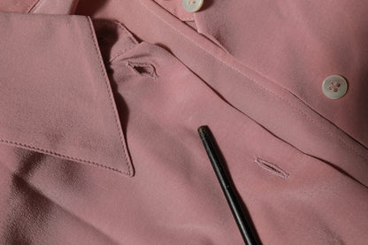 Dolce &amp; Gabbana roze zijden blouse met kraag en lange mouwen