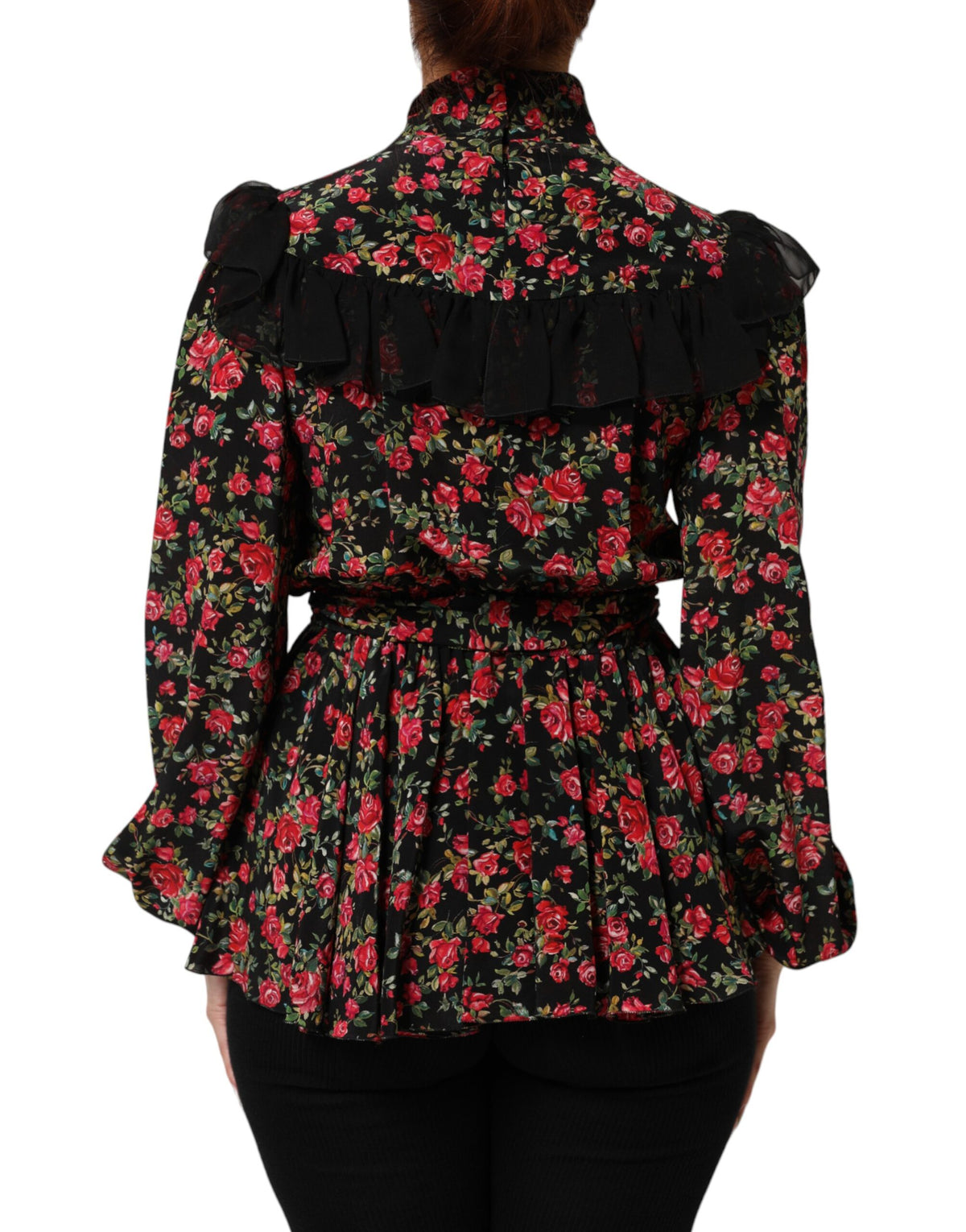 Dolce & Gabbana Blouse Longue à Imprimé Floral Noir