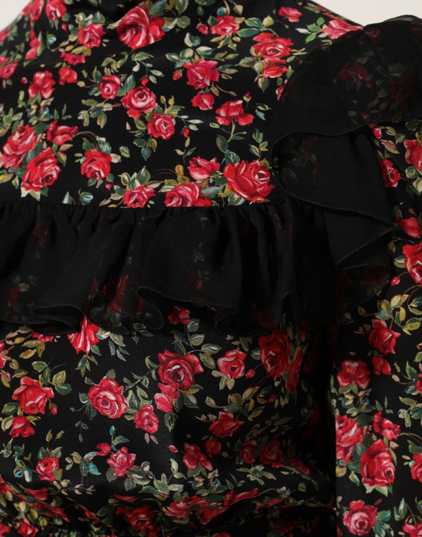 Dolce &amp; Gabbana Zwarte Blouse met Lange Mouwen en Bloemenprint