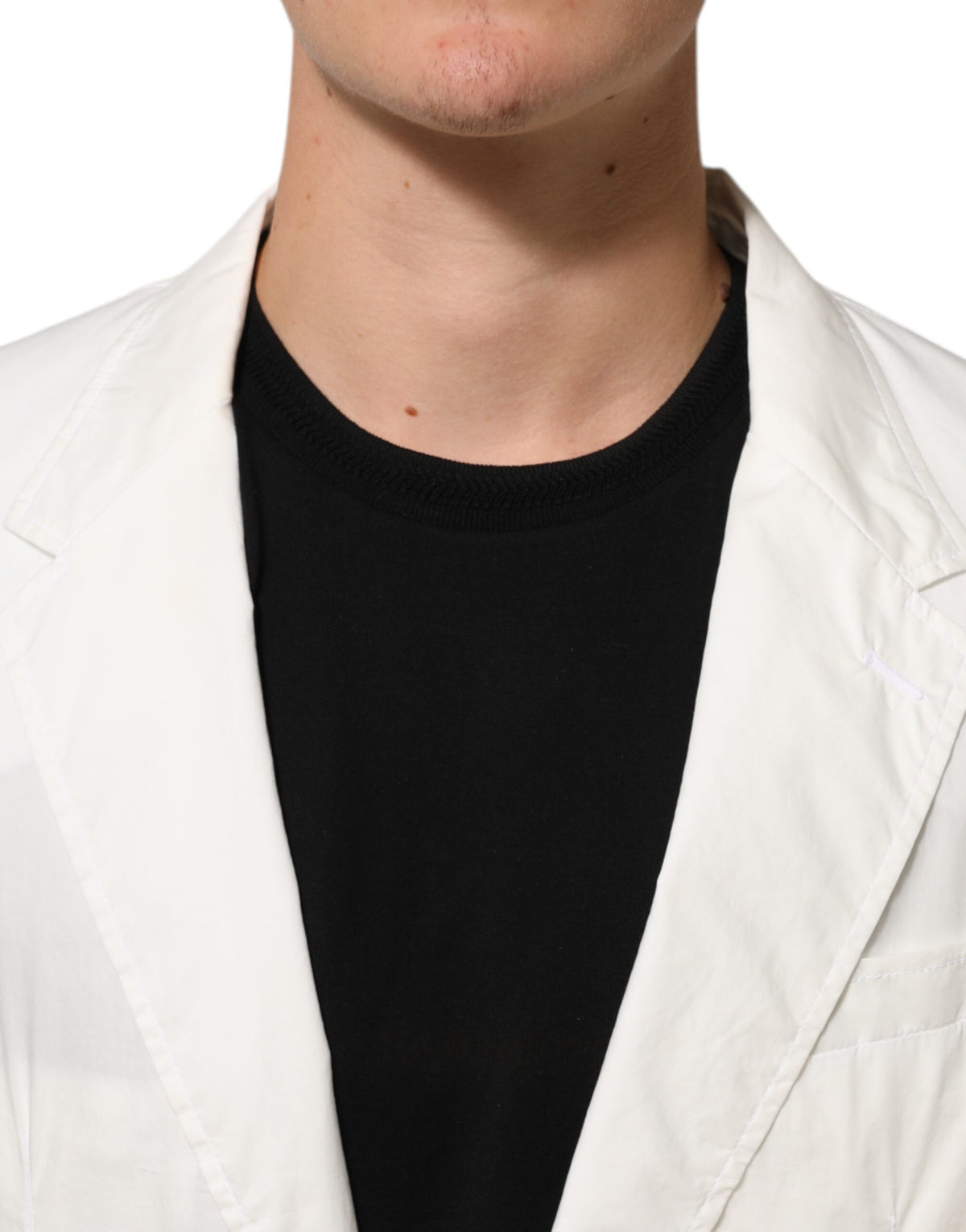 Blazer de costume Dolce &amp; Gabbana blanc en coton à un bouton pour homme