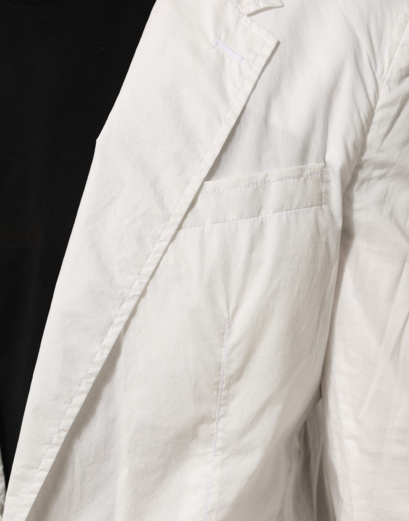 Dolce & Gabbana White Cotton 1 Button Men Suit Blazer