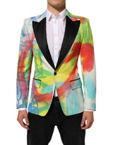 Dolce &amp; Gabbana Blazer de costume multicolore Graffiti SICILIA 1 bouton pour homme