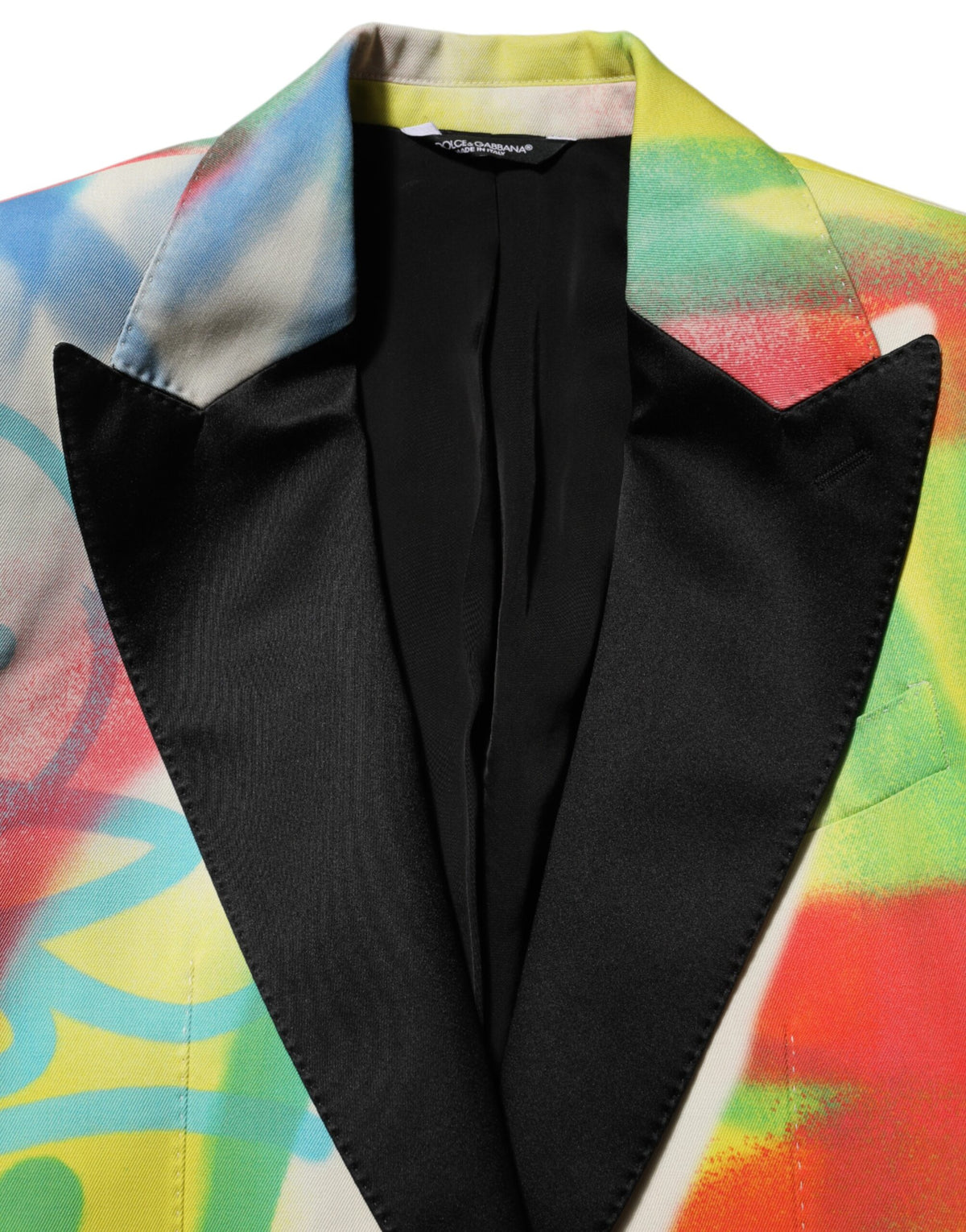Dolce &amp; Gabbana Blazer de costume multicolore Graffiti SICILIA 1 bouton pour homme