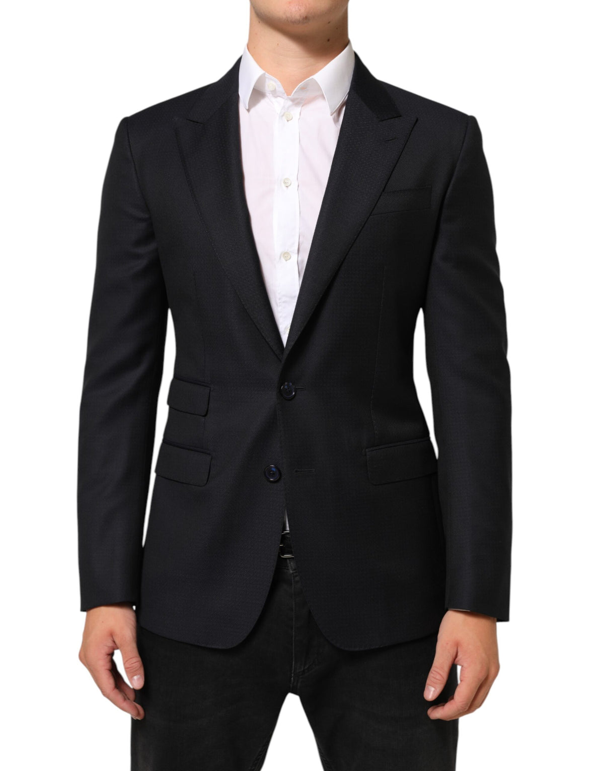 Veste de costume homme Dolce &amp; Gabbana NAPOLI en laine noire à deux boutons