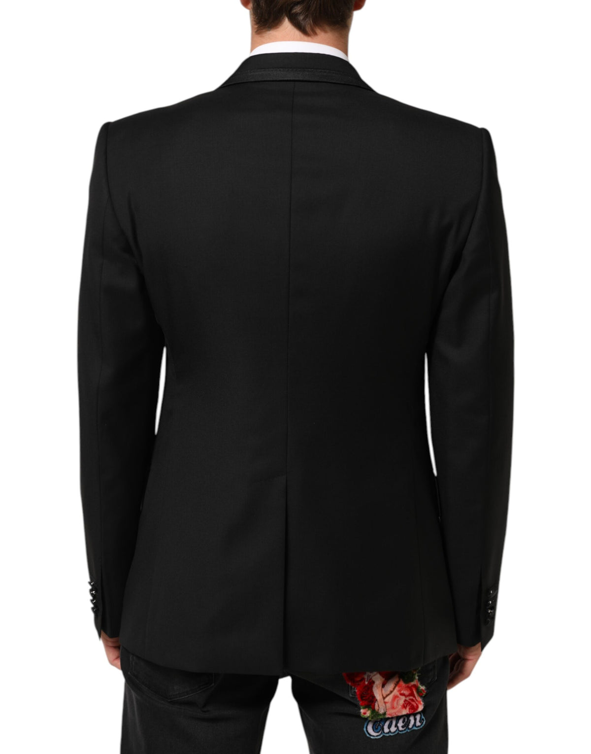Veste de costume Dolce &amp; Gabbana en laine noire à un bouton pour homme