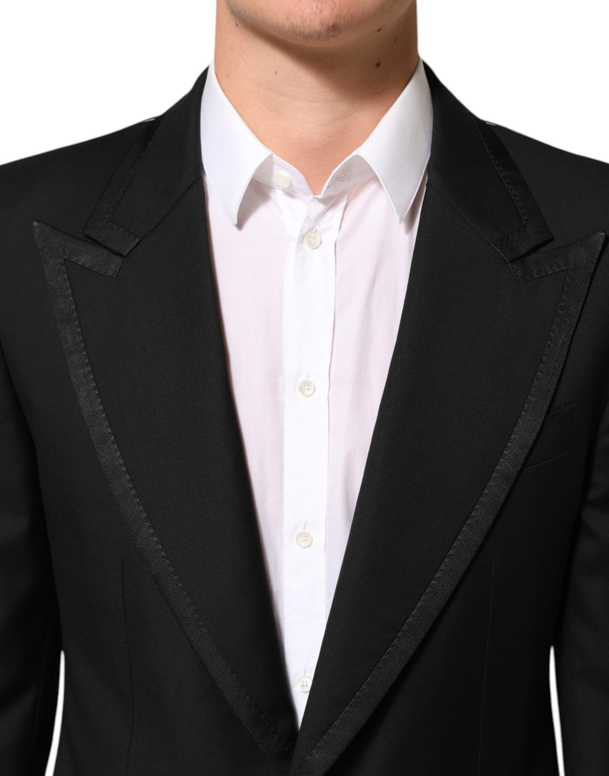 Veste de costume Dolce &amp; Gabbana en laine noire à un bouton pour homme
