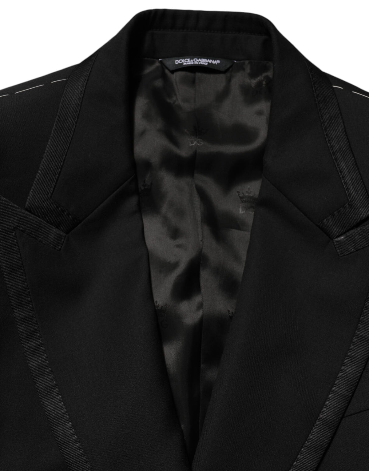 Veste de costume Dolce &amp; Gabbana en laine noire à un bouton pour homme
