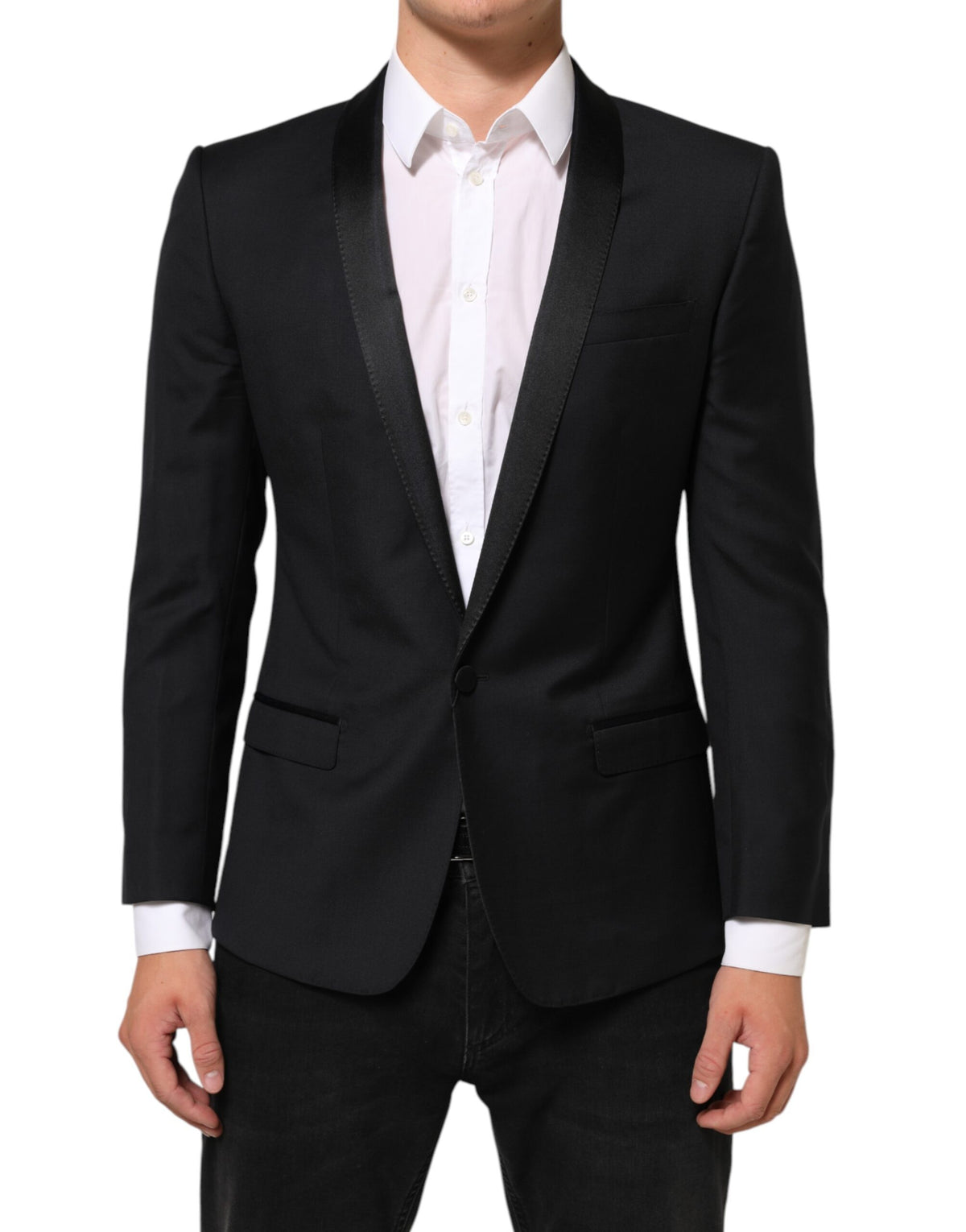 Veste de costume Dolce &amp; Gabbana noire et dorée à un bouton pour homme