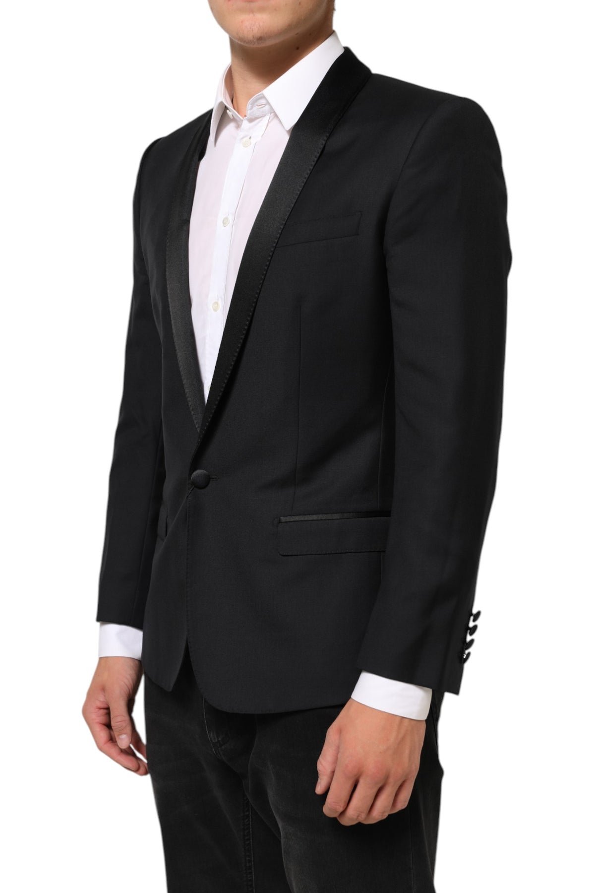 Veste de costume Dolce &amp; Gabbana noire et dorée à un bouton pour homme