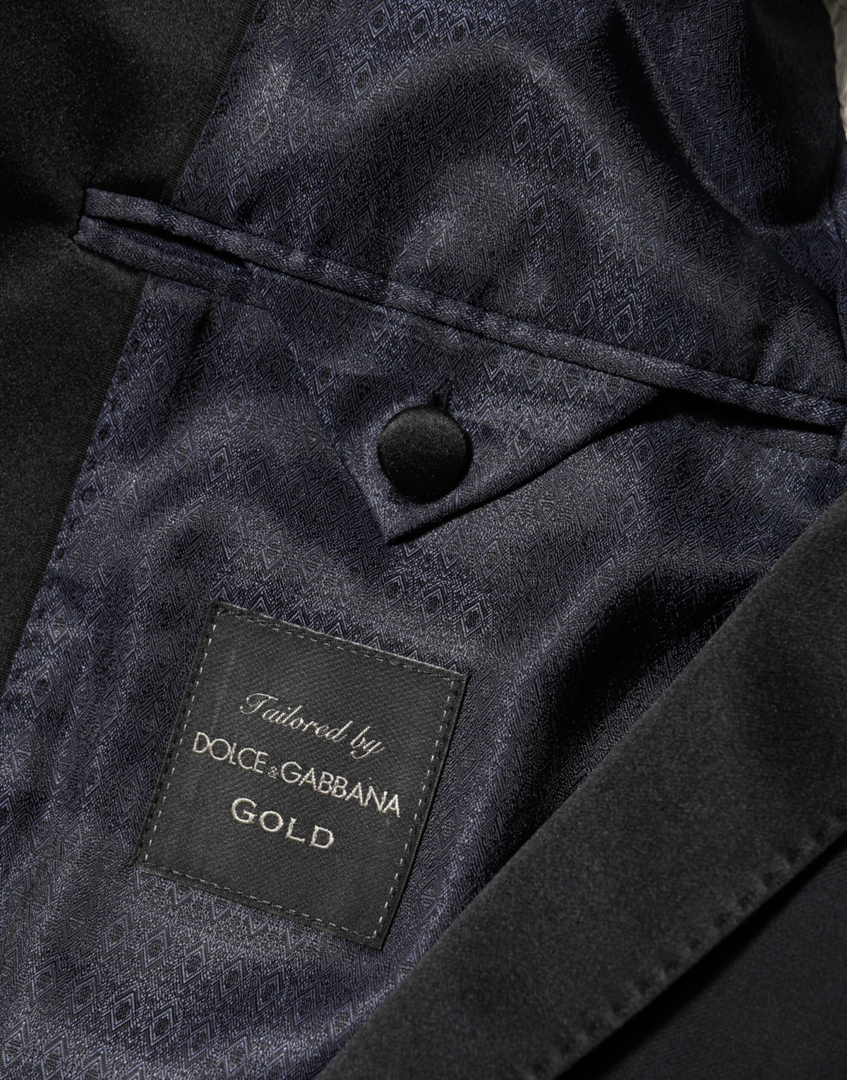 Veste de costume Dolce &amp; Gabbana noire et dorée à un bouton pour homme