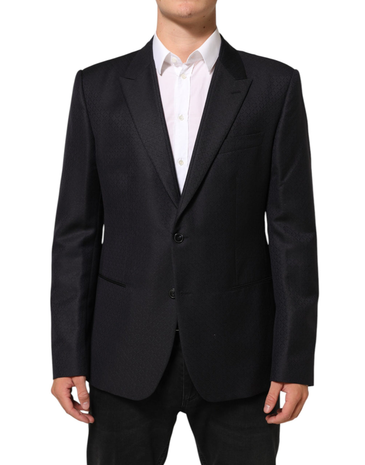 Veste de costume Dolce &amp; Gabbana en laine noire à deux boutons pour homme