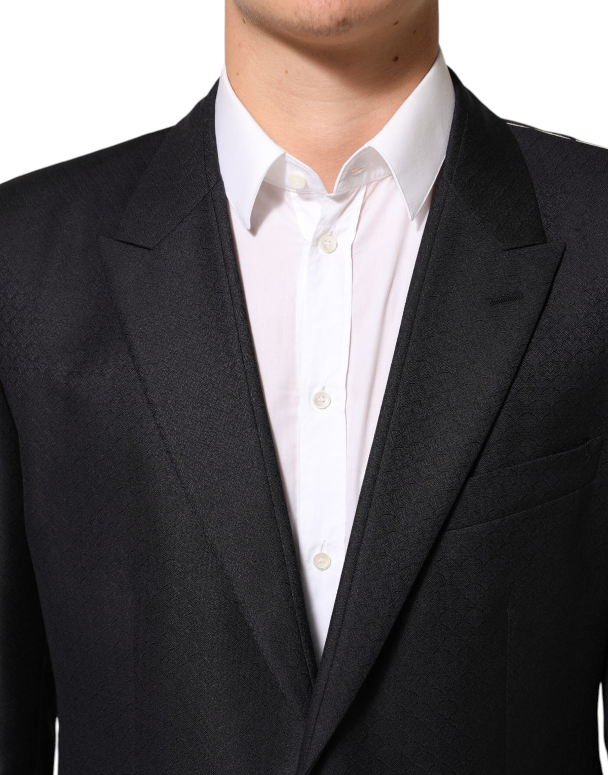 Veste de costume Dolce &amp; Gabbana en laine noire à deux boutons pour homme