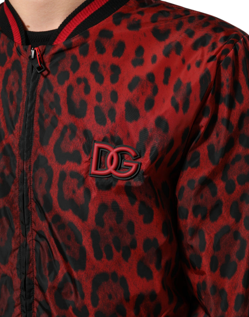 Veste bomber zippée Dolce & Gabbana à imprimé léopard rouge