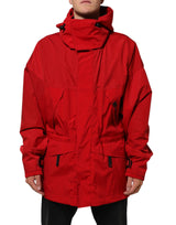 Parka à capuche zippée en nylon rouge pour homme de Dolce & Gabbana