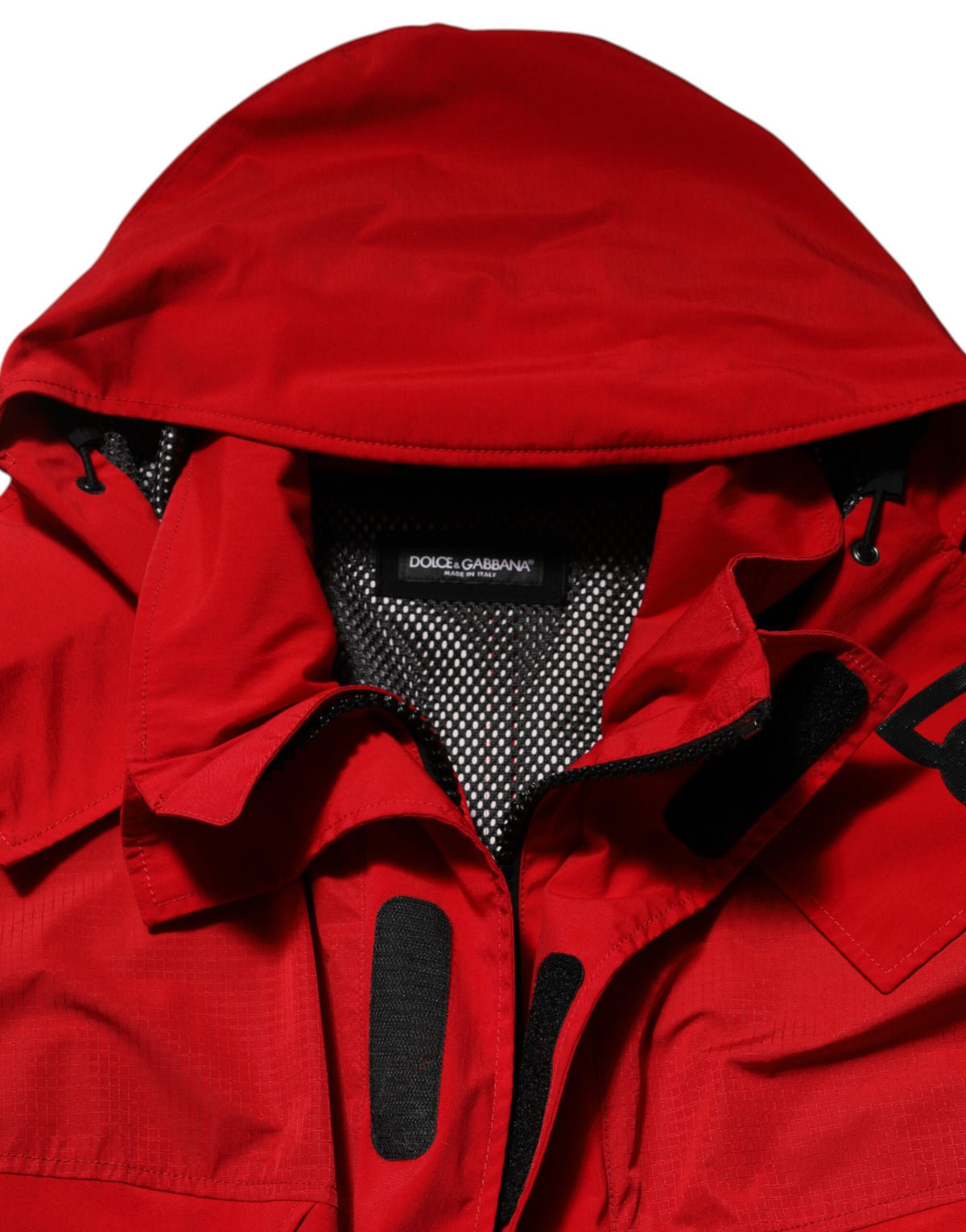 Parka à capuche zippée en nylon rouge pour homme de Dolce & Gabbana