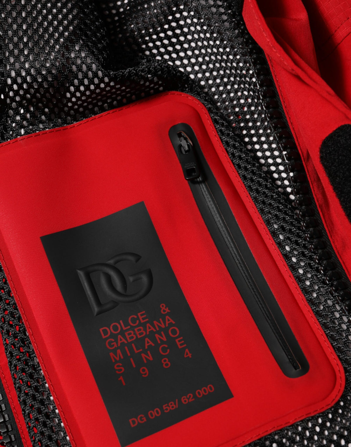 Parka à capuche zippée en nylon rouge pour homme de Dolce & Gabbana