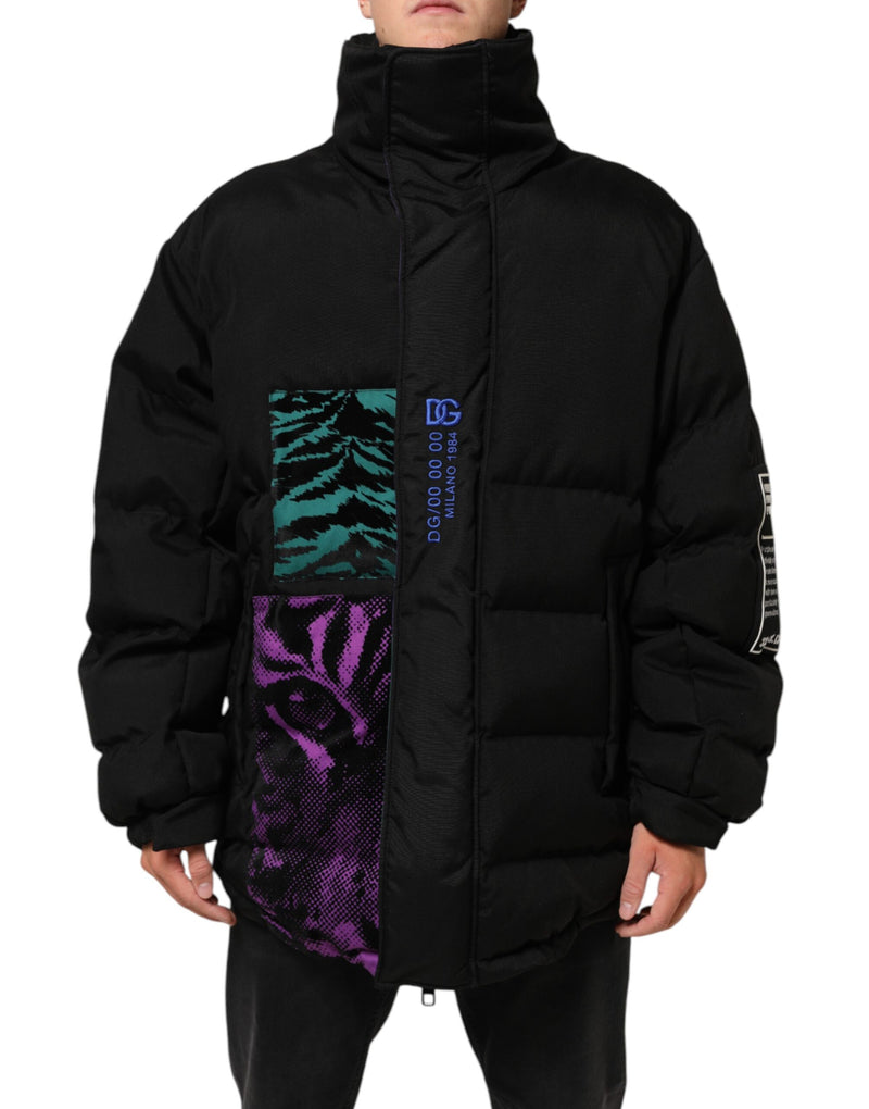 Dolce & Gabbana Zwarte Nylon Puffer Jack Met Ritssluiting Voor Heren