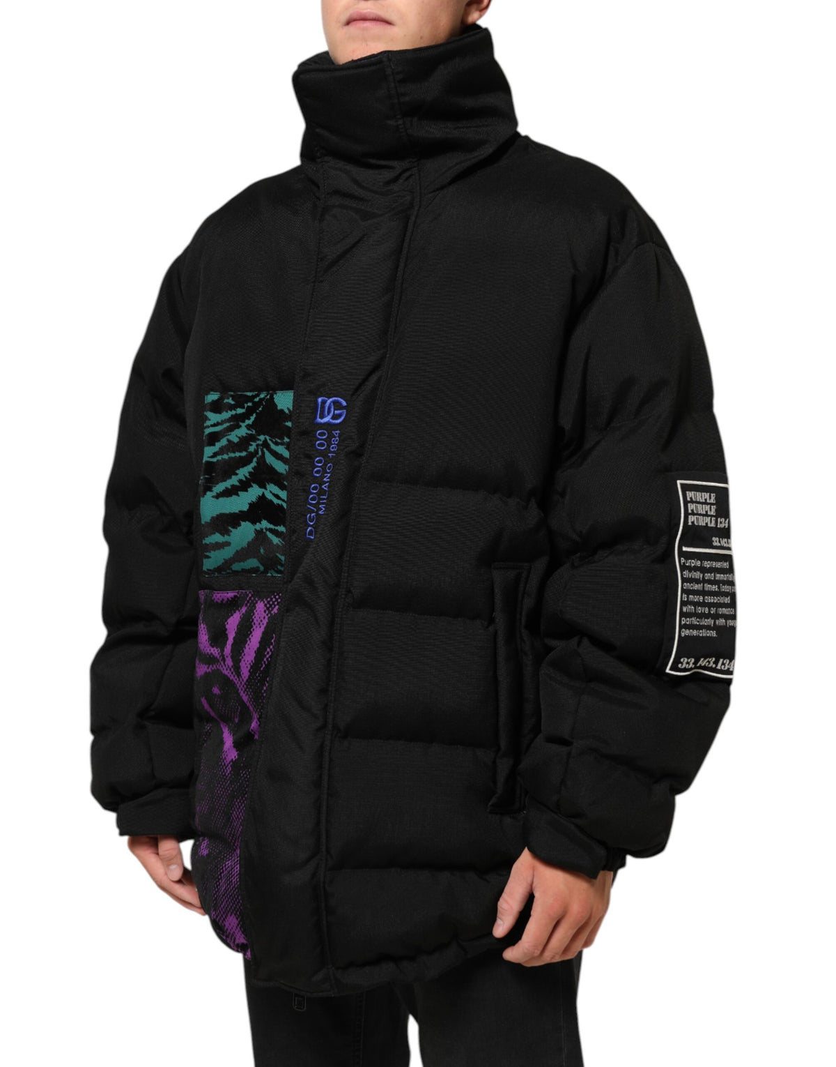 Veste zippée en nylon noir matelassée pour homme Dolce & Gabbana