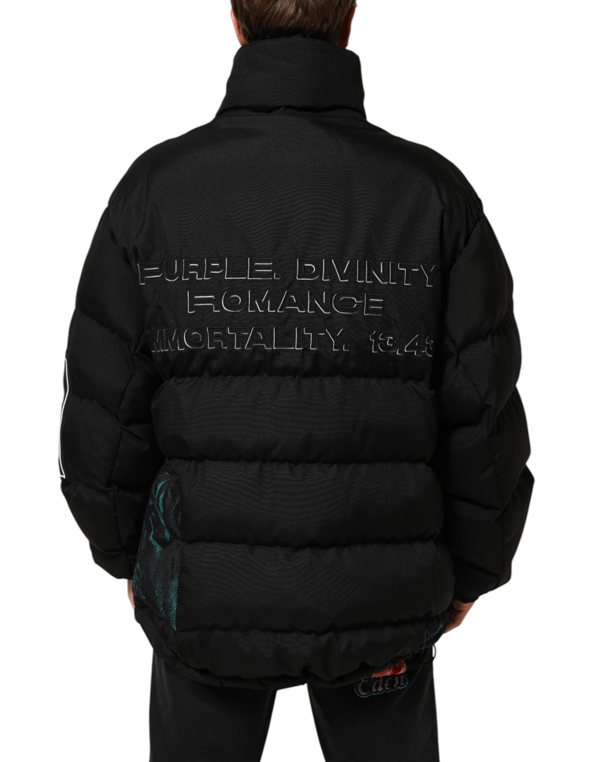 Veste zippée en nylon noir matelassée pour homme Dolce & Gabbana
