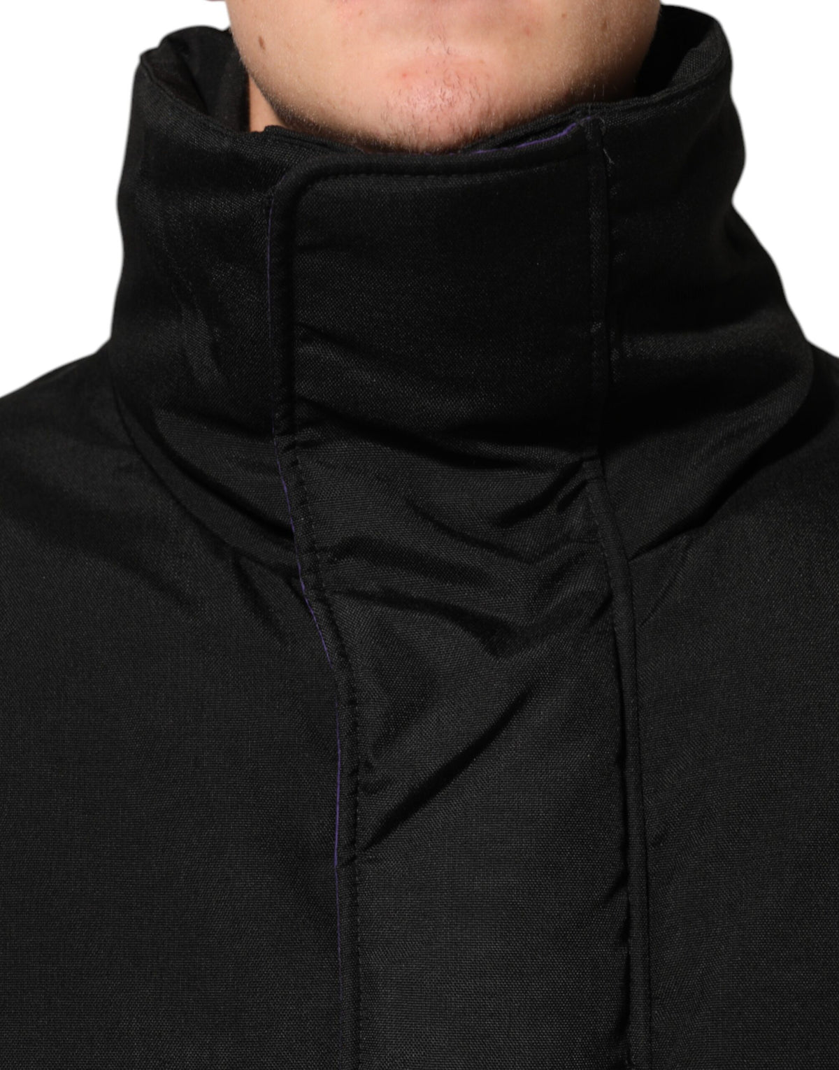 Veste zippée en nylon noir matelassée pour homme Dolce & Gabbana