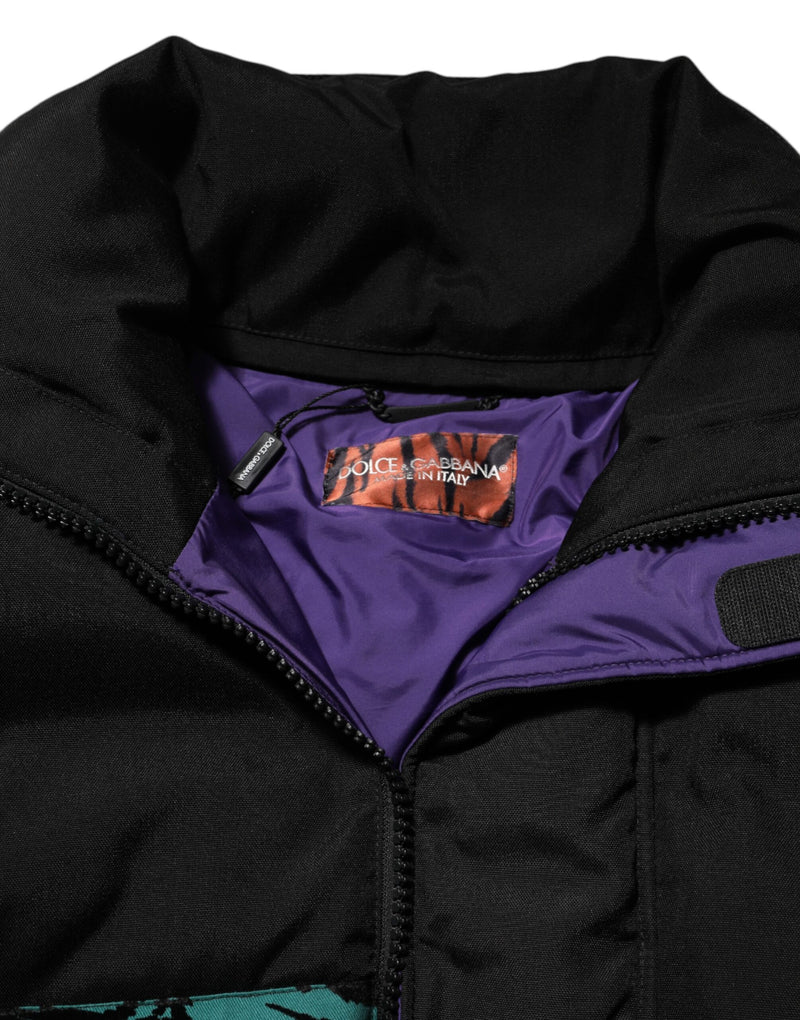 Dolce & Gabbana Zwarte Nylon Puffer Jack Met Ritssluiting Voor Heren