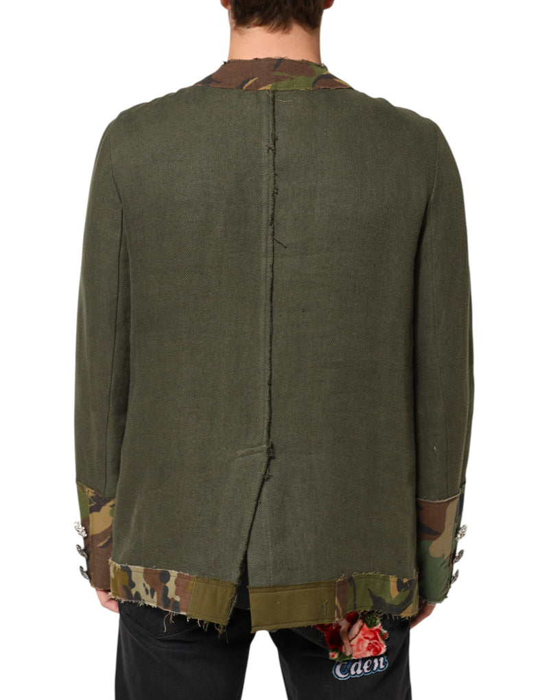 Dolce & Gabbana bruine camouflage linnen overhemdjas met knopen