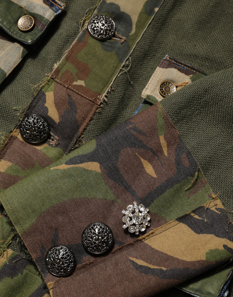 Dolce & Gabbana bruine camouflage linnen overhemdjas met knopen