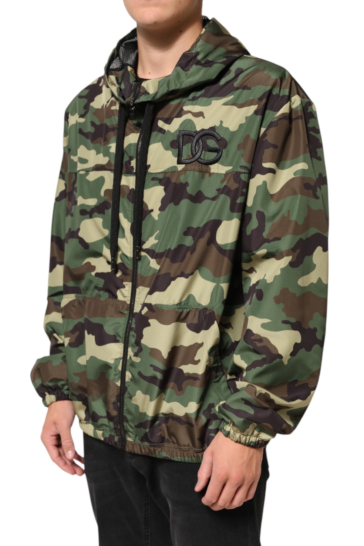 Veste sweat-shirt à capuche camouflage verte Dolce & Gabbana