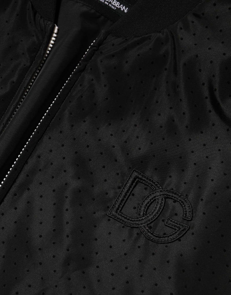 Dolce & Gabbana Zwart Acetaat Bomberjack met Volledige Ritssluiting voor Heren