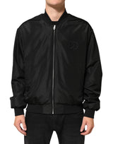 Dolce & Gabbana Veste bomber homme en acétate noir à fermeture éclair intégrale