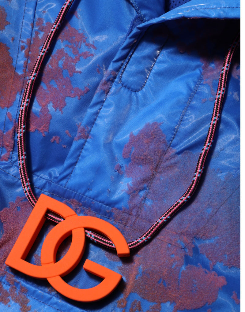 Sweat-shirt à capuche Dolce &amp; Gabbana bleu tie-dye avec logo