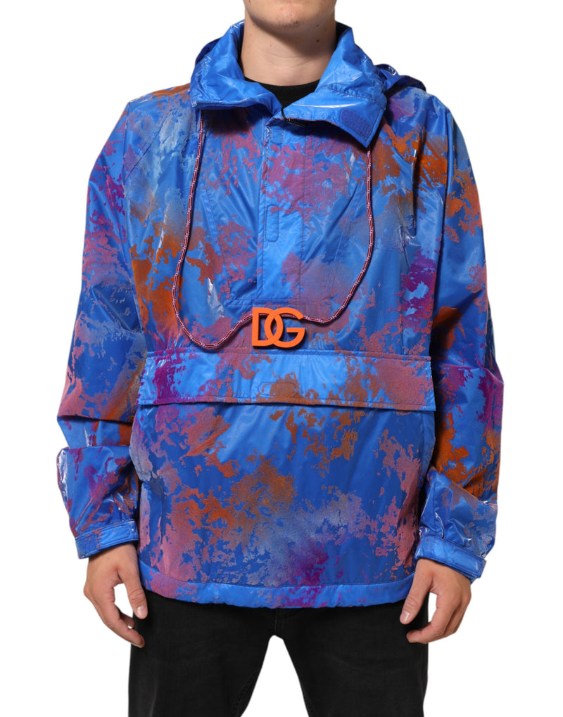 Sweat-shirt à capuche Dolce &amp; Gabbana bleu tie-dye avec logo