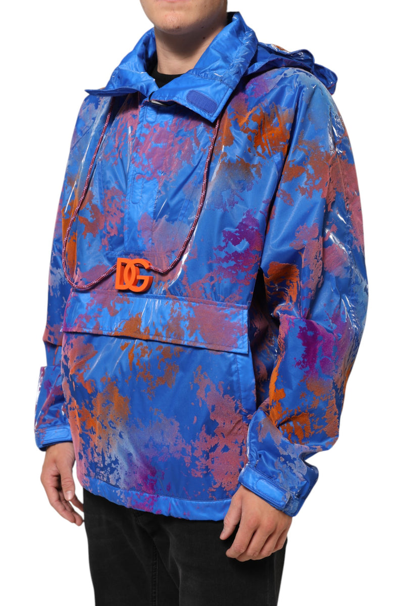 Sweat-shirt à capuche Dolce &amp; Gabbana bleu tie-dye avec logo