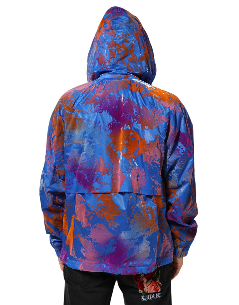 Sweat-shirt à capuche Dolce &amp; Gabbana bleu tie-dye avec logo